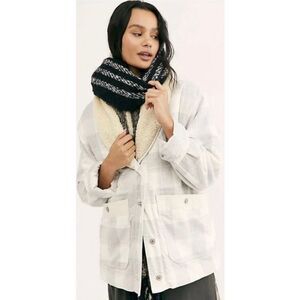 Free People Woodlands Plaid Flannel Sherpa Teddy Fur Jacket Coat Size S